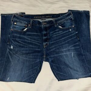 American Eagle Outfitters Blue Skinny Jeans with Vintage Distressing